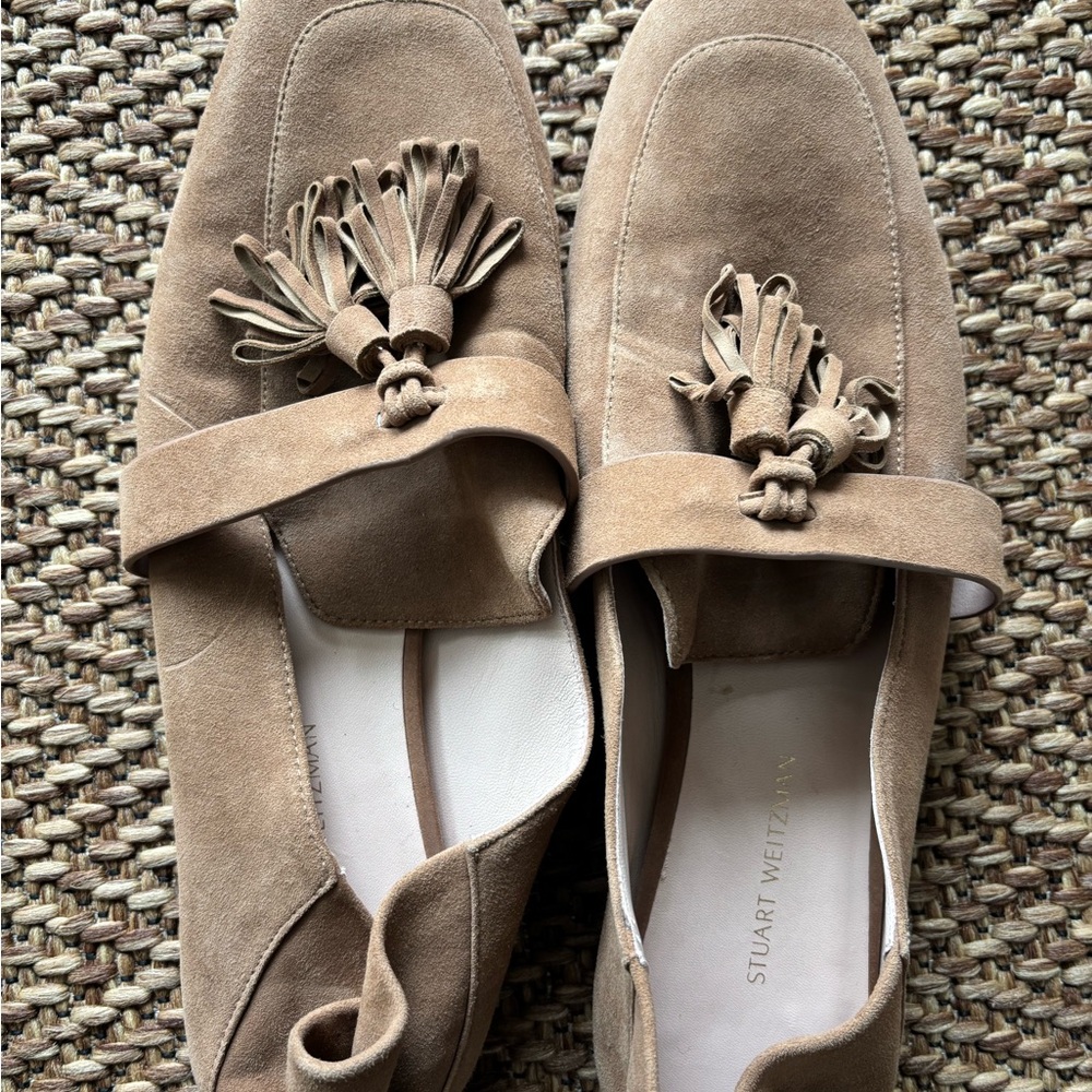 Stuart Weitzman Tan Suede Tassel Loafers - Picture 3 of 4
